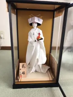 美品　日本人形　花嫁人形　昭和レトロ　置物　着物　和装　お祝い 花嫁人形 日本人形 額入り 着物 昭和レトロ 幅54㎝ 高さ62