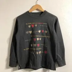 ハート柄プリント 長袖Tシャツ Mサイズ グレー