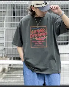 JaVa ジャバ　ピグメント オーバーサイズロゴプリントTシャツ　チャコール