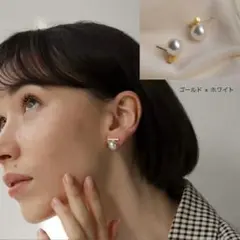 ゴールド パールピアス 上品 卒業式 入学式 結婚式　フォーマル　シンプルのサムネイル