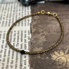 70s ヴィンテージ ビーズ 天然石 ブレスレット オニキス 18cm イギリス