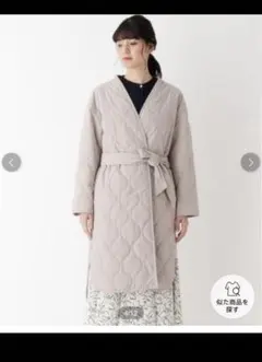 【イノウェーブ】　キルティングガウンコート ライトグレー　Ｌ