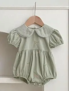 ベビー　ロンパース　ボディースーツ　カバーオール　刺繍　半袖　女の子　80