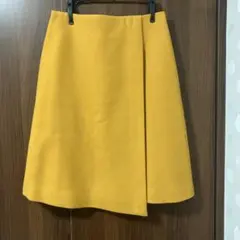 美品　マッキントッシュ　マスタードイエロー ラップスカート ひざ丈 ウール