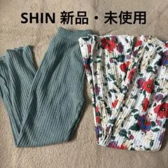 キッズレギンス グリーン 花柄セット