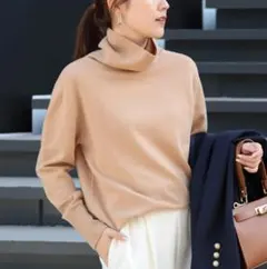 ✨美品✨ノーリーズ ハミルトンNYタートルプルオーバーニット ベージュ