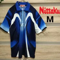Nittaku（ニッタク）ハーフジップ半袖ポロシャツ Mサイズ ブルー系 美品