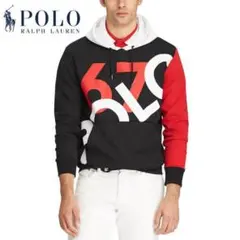 美品 Ｍ ポロ ラルフローレン ダブルニット POLO67 ロゴ フーディー