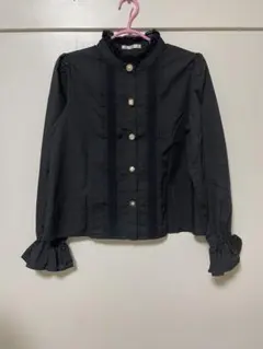 お値下げNiCE CLAUPフリル付きブラックシャツF