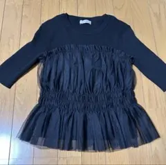 mysa closet チュール重ね リブニット ブラック　M