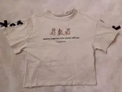 メゾピアノ ジュニア ネコ刺繍 レースアップ 半袖 Tシャツ S 140