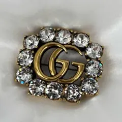 グッチ GUCCI ブローチ GG マーモント ラインストーン ゴールドのサムネイル