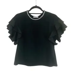 INGNI ブラック フリル袖 Tシャツ