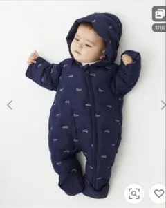 petit main フード付きアウター 80 ネイビー ジャンプスーツ