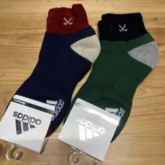 adidas 女性用 ショートソックス ネイビー/グリーン