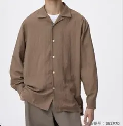 GU テクスチャーオープンカラーシャツ サイズM メンズ