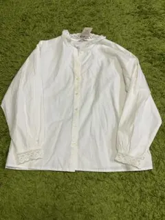 Samansa Mos2 レース襟ホワイトシャツ フリーサイズ