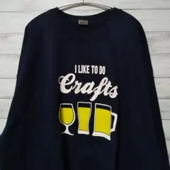 専用　GILDAN プリント スウェット ネイビー 裏起毛 太アーム USA古着