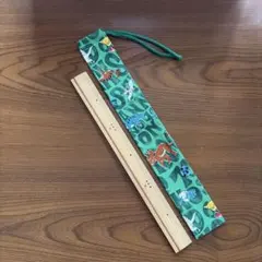 No.66 英字恐竜柄 30㎝ものさし入れ袋 巾着袋 ハンドメイド