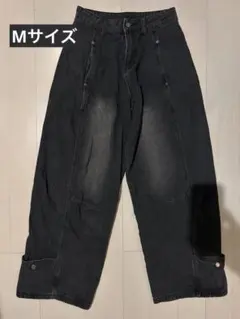 WEGO ブラック ワイドパンツ ボタン付き