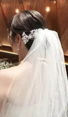 ウェディング ヘッドドレス 花モチーフ シルバー【値下げ中】