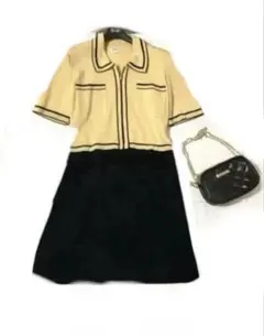 美品　フォクシーブティック　ワンピース　ニット　ゴルフウェア　バイカラーのサムネイル
