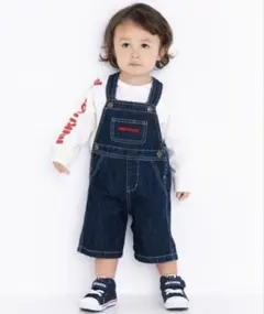 ミキハウス サロペット オーバーオール ロゴデニム7分丈