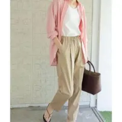 リネン混テーパードイージーパンツ