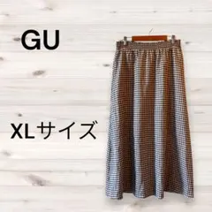 【GU】ジーユー　レディース　ロングスカート（XL）チェック柄　ウエストゴム