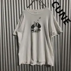 CUNE キューン うさぎ Tシャツ 両面プリント 半袖 白