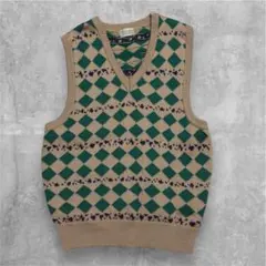 MEN'S BIGI ダイヤモンド柄 ニットベスト　アーカイブ　グランジ　y2k