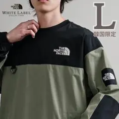 韓国限定 ノースフェイス L アルバニークルーネックEX カーキ