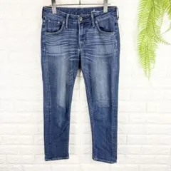 アメリカンホリック【XS】クロップド丈デニムパンツ ハーフ 春夏 古着 ブルーのサムネイル