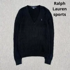 美品✨️ ラルフローレンスポーツ ケーブルニット Vネック コットン ブラック