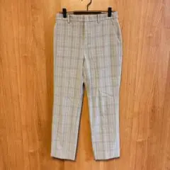 【UNIQLO】ユニクロ　アンクルパンツ　テーパードパンツ　チェック　グレー　M