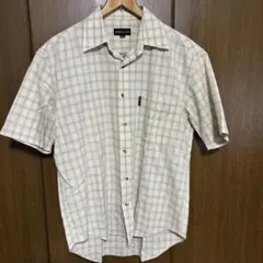 メンズ　SIMPLE LIFE ベージュ チェック柄 半袖シャツ　Mサイズ