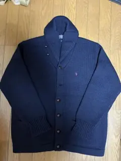 ポロバイラルフローレンボタンニットカーディガン 厚手ネイビーLL 90s