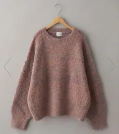 coenフワ軽あったか　ブークレボートネックニット　ピンク　ナチュラルカジュアル