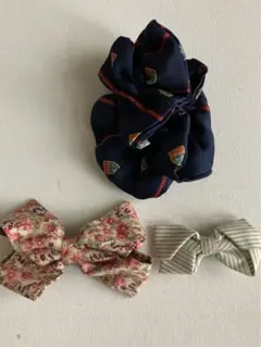 bonbijou 花柄リボンとシュシュ 3個セット