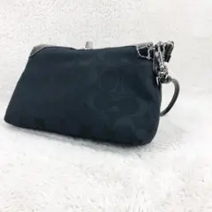 ✨極美品✨コーチCOACHブラックシグネチャーキャンバスミニポーチターンロック✧