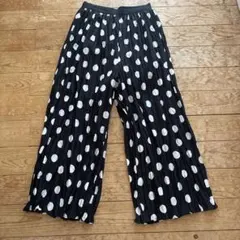 ドット柄ワイドパンツ　ブラック×ホワイト　フリーサイズ　春夏のサムネイル