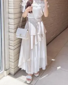 INGNI 共ベルト付チュール切替アシメスカート／A