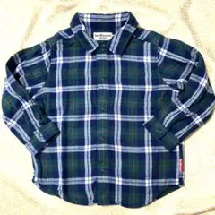 ミキハウス　HOT BISCUITS 長袖シャツ 90㎝　グリーン系チェック