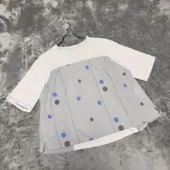 【コズ】（F）Tシャツ ブラウス コットン100% ドット スリット カジュアル