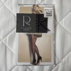 【新品未使用】ATSUGI デザインブラックストッキング M-L