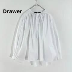 Drawer コットンポプリン バンドカラー ブラウス シャツ 白 36 - メルカリ