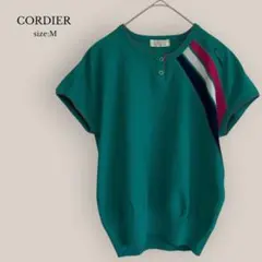 コルディアCORDIER 半袖セーター　ロゴ刺繍　グリーン　サマーニットのサムネイル