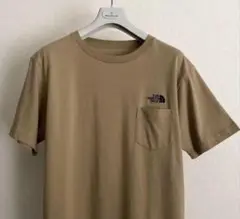 ノースフェイス Tシャツ ￼L 刺繍 ロゴ アウトドア キャンプ 登山 ベージュ
