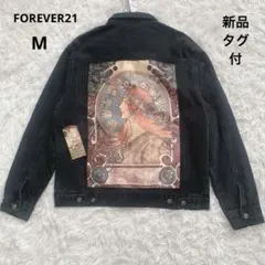 FOREVER21 アルフォンス ミュシャ デニムジャケット M 黒のサムネイル