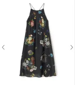 CABaN シルク BOUQUETプリント キャミソールワンピース ブラック系